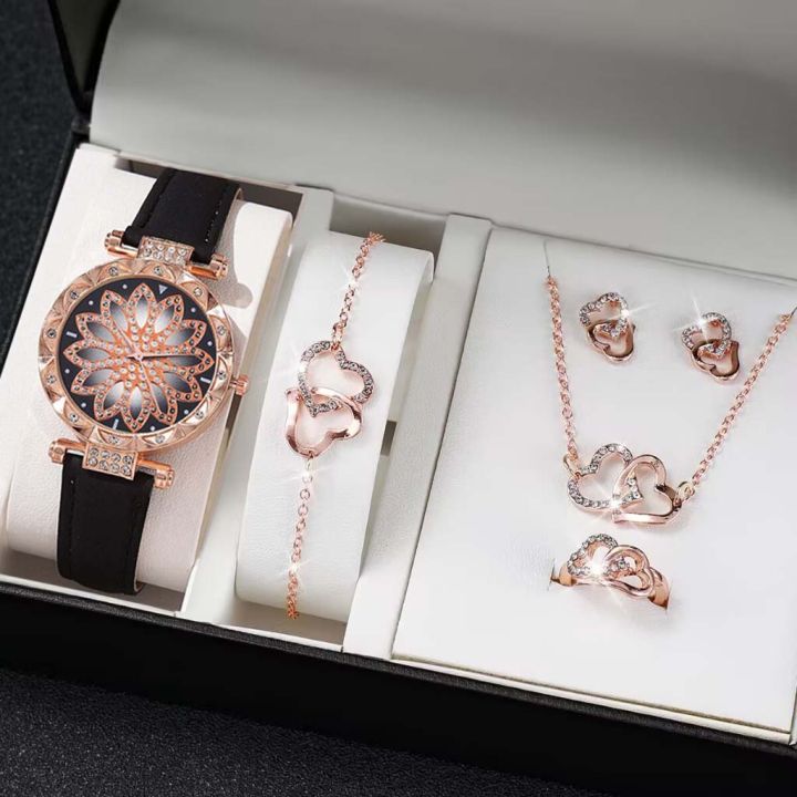 Elevate%20Your%20Style%20with%20This%20Women's%20Heart%20Diamond%20Jewelry%20and%20Designer%20Watch%20Set%20for%20Girls%20Luxury%20Stylish%20Watch%20-%20Image%202
