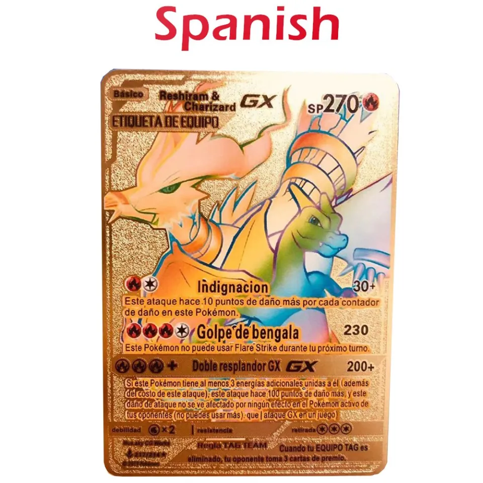 Serendipity partyHard Iron Pokemon Cards Spanish Pikachu Charizard GX Gold Metal  Cards Charizard Vmax Metal Pokemon Cards Game | Daraz.com.bd