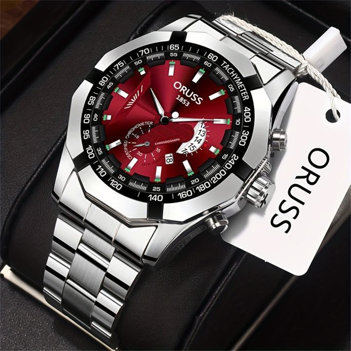 Fashion Men's Watch, Big Dial Trend Business Steel Belt Wrist