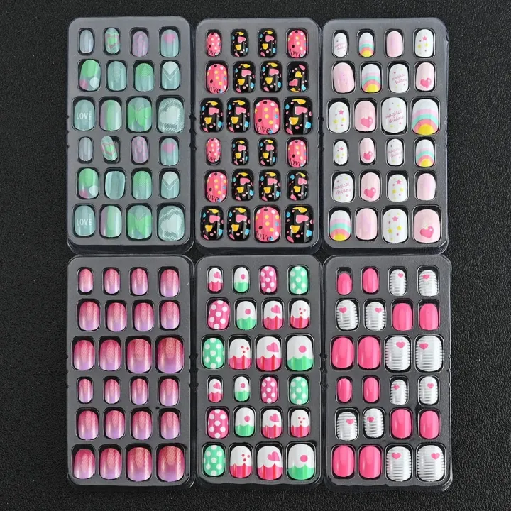 24pcs/box%20Candy%20Kids%20False%20Nail%20Cartoon%20Full%20Cover%20Press%20On%20Nails%20Tips%20Kawaii%20Acrylic%20Artificial%20Fingernails%20for%20Girls%20-%20Image%205