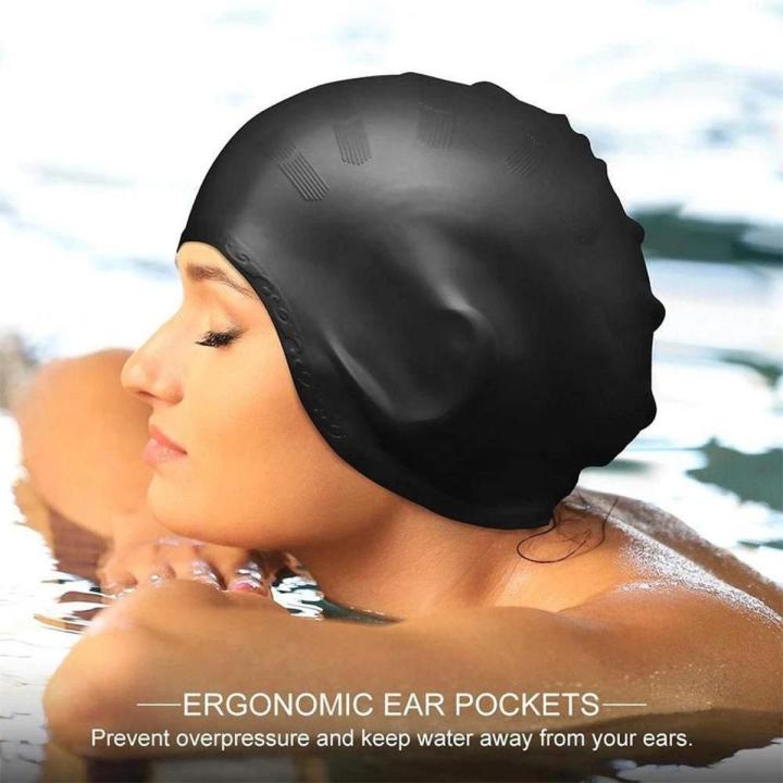 Silicone Waterproof Swimming Caps/ Protect Ears Long Hair Sports