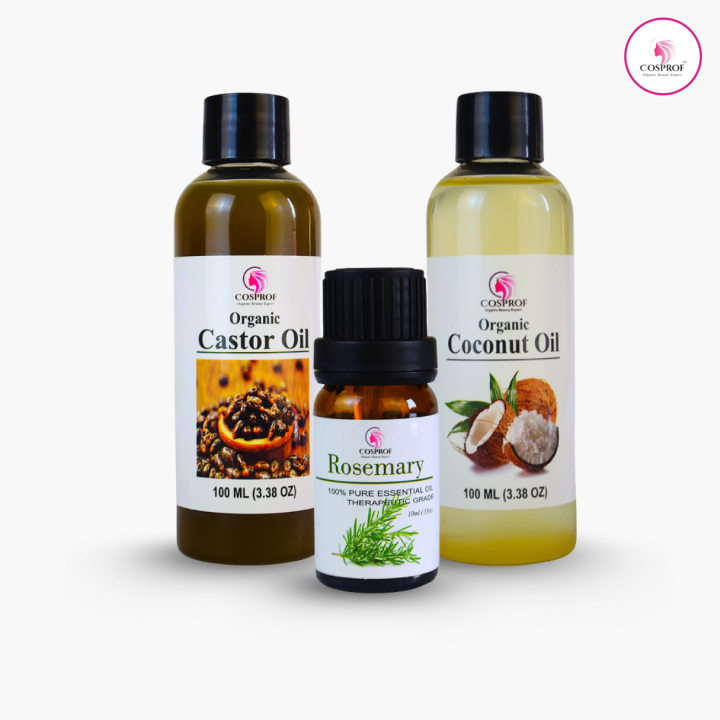 Cosprof Rosemary 10 ml Castor 100 ml Coconut 100 ml Combo Pack