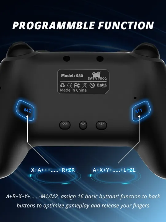 DATA%20FROG%20Wireless%20Controller%20For%20Nintendo%20Switch%20OLED/Lite%20Console%20Pro%20Gamepad%20with%201000Mah%20Battery%20Programmable%20Turbo%20Function%20-%20Image%203