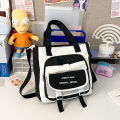 Large capacity contrasting tote bag for school girls in class bag handbag crossbody bag for junior high school students. 
