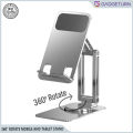 360 rotate Aluminum mobile and tablet stand: Adjustable, Compact, and Universally Compatible. 