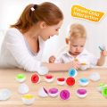 12PCS Funny Egg Matching Toy Toddler Games Montessori Educational Learning Color Shapes Kids Pretend Play Toy Set. 
