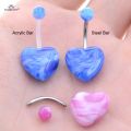 14G 1.6x10mm Candy Color Heart Belly Piercing Clear Acrylic Belly Ring Helix Piercing Earrings for Women Navel Ring Ear Jewelry. 