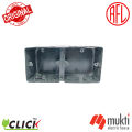 Click Two Gang MK Metal Junction Box for Electrical Single Mold Round Edge Premium Wall Switch Back Cover 2 Part 2Gang. 