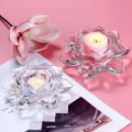 Crystal Glass Lotus Flower Candle Holder Candlestick Home Decor Gift Candle Light Holder. 