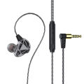 QKZ AK7 3.5mm Wired Headphones Musician HiFi Earphone Dual Drive Bass Stereo Headset Games Sports Earphones with Microphone with water repellency. 