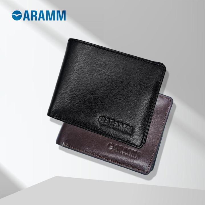 ARAMM Stylish Pure Cow Leather Money Bag Wallet For Men Black&Brown Men Aramm Leather Wallet with Coin Bag Money New Design Wallet Money Bag