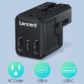LENCENT All-in-One Charger Universal Travel Adapter with 1 Outlet 3X USB International Power Converter for 220+ Countries Pakistan,UK, USA, Australia, Europe USA Plug Adapter, 2300W Cruise Ship Approved. 