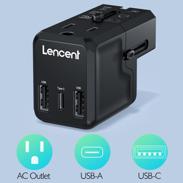 LENCENT%20All-in-One%20Charger%20Universal%20Travel%20Adapter%20with%201%20Outlet%203X%20USB%20International%20Power%20Converter%20for%20220+%20Countries%20Pakistan,UK,%20USA,%20Australia,%20Europe%20USA%20Plug%20Adapter,%202300W%20Cruise%20Ship%20Approved%20-%20Image%2010