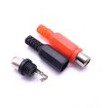 3Pair- MALE RCA Audio Video Connectors RCA Jack Plug RED & BLACK Plastic Handle Male Audio Plugs Dual Channel For RCA Socket Cables Connectors . 