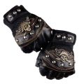 Skulls Rivet PU Leather Fingerless Gloves Men Women Fashion Women's Gym Punk Gloves Half Finger Men's Gloves. 