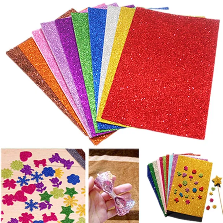 Craft%20Foam%20SELF%20ADHESIVE%20Glitter%20Foam%20Sheets%20A4%20Pack%20of%2010%20Assorted%20-%20Image%202