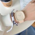 Japanese Minimalist Style Niche Design Creative Fashionable Macaron Color Square Watch Multicolored PU Watchband Quartz Watch Women Casual Watch 1Pcs.