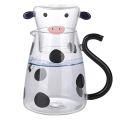 Cute Cow Shape Glass Jug Heat-Resistant Cartoon Cute Cow Shape Tea Pot and Cup Set Water/Milk Cold Kettle Coffee Pot.