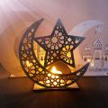 EID MUBARAK Star Moon Wooden Pendant LED Candles Stand Ramadan Home Decoration Islamic Muslim Party Decor Kareem Ramadan Gifts. 