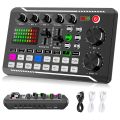 F998 Live Sound Card Audio Mixer Podcast, Voice Changer for Sound Effects Board for Microphone Karaoke. 