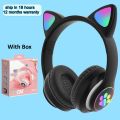 Cat Ears Headphones Flash Light Wireless With MIC Control LED Kid Girl Stereo Cute Music Helmet Bluetooth Phone Headset Earphone.