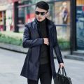 New Luxury Trench Leather Coat Mens Single breasted Business Casual Leather Jacket Male Black Long PU Coat Big Size 4XL.