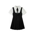 Summer Cute and Lively Korean Gentle Wear Sweet College Style Top Strap Dress Two-Piece Suit for Women. 