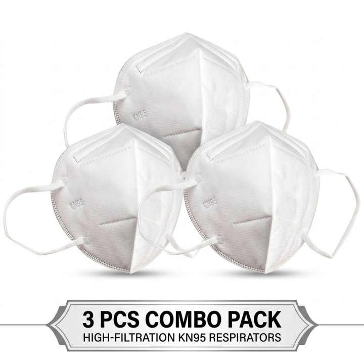 5 Layer  Folding KN95 / KN-95 Protective Mask With Steel & PVC Nose Clip 3 Pcs Combo Set