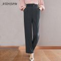 High Quality Ladies Classic Pants Simple OL Style Loose Straight Pants Women Fashion Casual Female Long Trousers. 