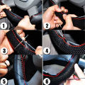 Hand Sewing Steering Wheel Cover Microfiber Leather Sweat-absorbent Breathable Car Steering Wheel Cover. 