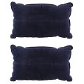 2X Double-Sided Flocking Pillow Inflatable Portable Foldable Pillow for Camping/ Traveling/ Office Blue.