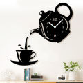 Modern minimalist art acrylic diy teapot cup wall clock living room restaurant net red mute clock wall clock. 