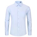High Quality Non-ironing Men Dress Long Sleeve Shirt 2022 New Solid Male Plus Size Regular Fit Stripe Business Shirt White Blue. 