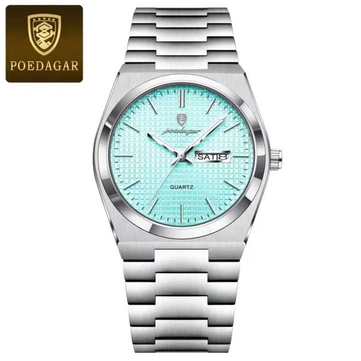 Pedagr Man Wristwatch Fashion Business Luminous Waterproof Date Week Men Clock Stainless Steel Casual Men's Quartz Watches