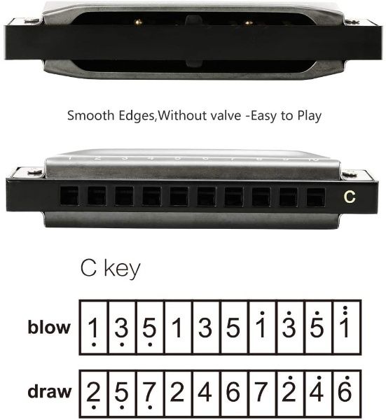 top%20Harmonica%20Diatonic%20Blues%20Harmonica%20Key%20of%20C%2010%20Holes%2020%20Tones%20Blues%20Harp%20Mouth%20Organ%20Harmonica%20For%20Adults%20Beginners%20Professionals%20and%20Students%20Bright%20black%20-%20Image%205