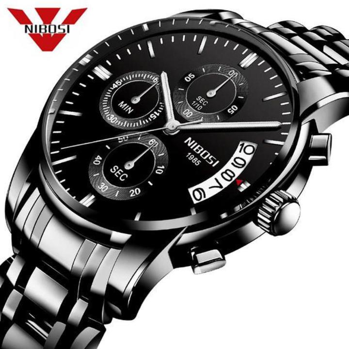 Nibosi 2309 Stainless Steel Strap Waterproof Top Brand Fashion Quartz Wrist Watches For Men