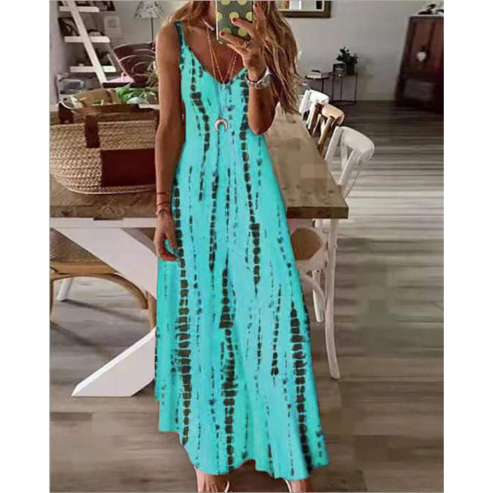 Long%20Dress%20Casual%20Dress%20New%20Strap%20Dress%20Tie%20Dyed%20Print%20Large%20Swing%20-%20Image%208