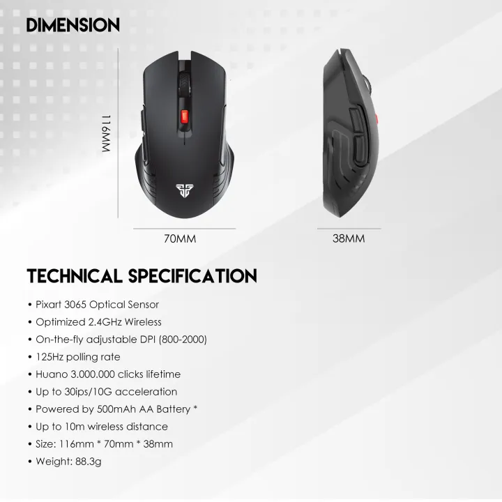 FANTECH%20RAIGOR%20III%20WG12%20Stable%202.4Ghz%20Connection%20Wireless%20Mouse%202000%20DPI%20Pixart%20Sensor%20Ambidextrous%20Design%20Portable%20Mice%20For%20Laptop%20PC%20Computer%20Gaming%20Gamer%20-%20Image%207