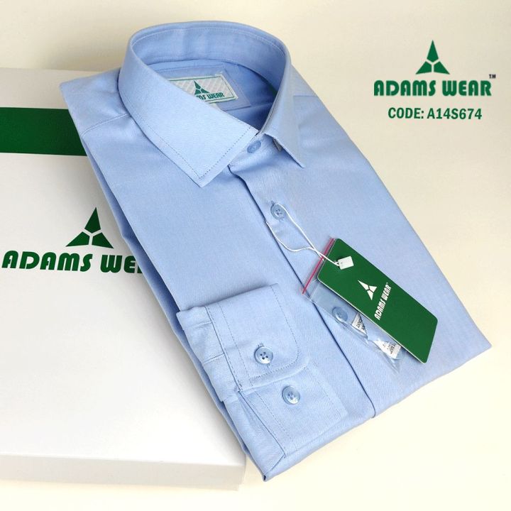 Adams Wear 100% Cotton Sky Blue Herringbone Formal Shirt