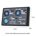 Computer Monitor for Mini ITX Case 3.5 Inch IPS TYPE-C Secondary Screen CPU GPU RAM HDD USB Display Freely AIDA64. 