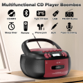Portable CD Player Cassette CD Player AM FM Radio Bluetooth Speakers AUX USB MP3 Plays with Remote Control EU Plug.