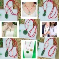 Organic Glass Popular Red Rope Beaded Pendant Wholesale Price All-Match Multiple Necklace Imitation Stone Mala Stall Temple Exhibition Hot Selling Jewelry Accessories Birthday Wedding Engagement Bridal Party Unique Gift Item for Ladies/Gents Green Color.