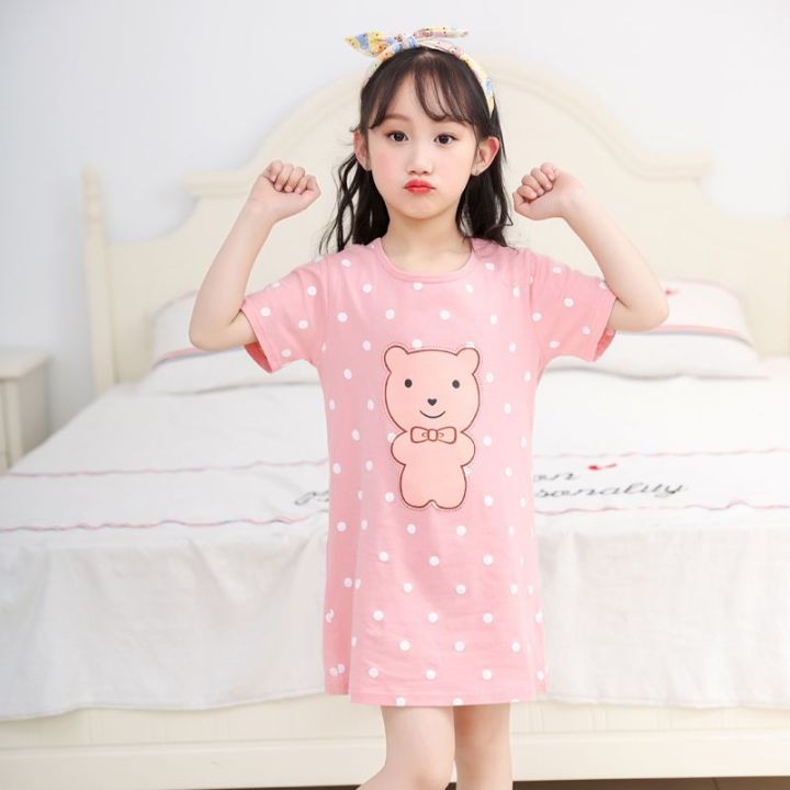 Girls'%20Nightdress%20Children's%20Summer%20Clothing%20Short-Sleeved%20Cotton%20Dress%20Little%20Girl%20Thin%20Pajamas%20Princess%20Children's%20Loungewear%20-%20Image%208