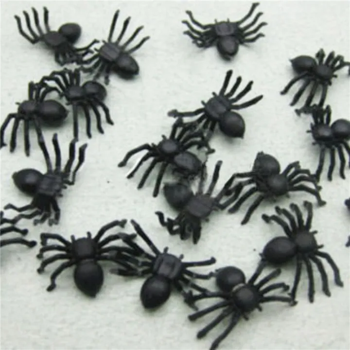 150X%20Plastic%20Black%20Spider%20Trick%20Toy%20Halloween%20Haunted%20House%20Prop%20Decor%20-%20Image%202