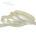 (25 yards/lot) Cream White Gold Edge Ribbon high quality satin ribbons gift packaging ribbons.
