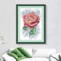 Joy Sunday Cross Stitch Kits Pink Rose Pattern Printed Counted Aida Fabric 16CT 14CT 11CT Art Craft DIY Embroidery Kit New Hot.