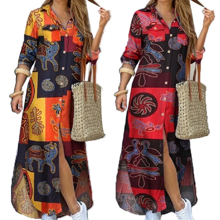 Fashion%20Dress%20Long%20Sleeve%20Long%20Sleeve%20Printed%20Buttons%20Maxi%20Dress%20-%20Image%204