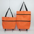 Portable foldable tug bag supermarket shopping bag with wheels tote bag grocery bag large capacity wheel bag.