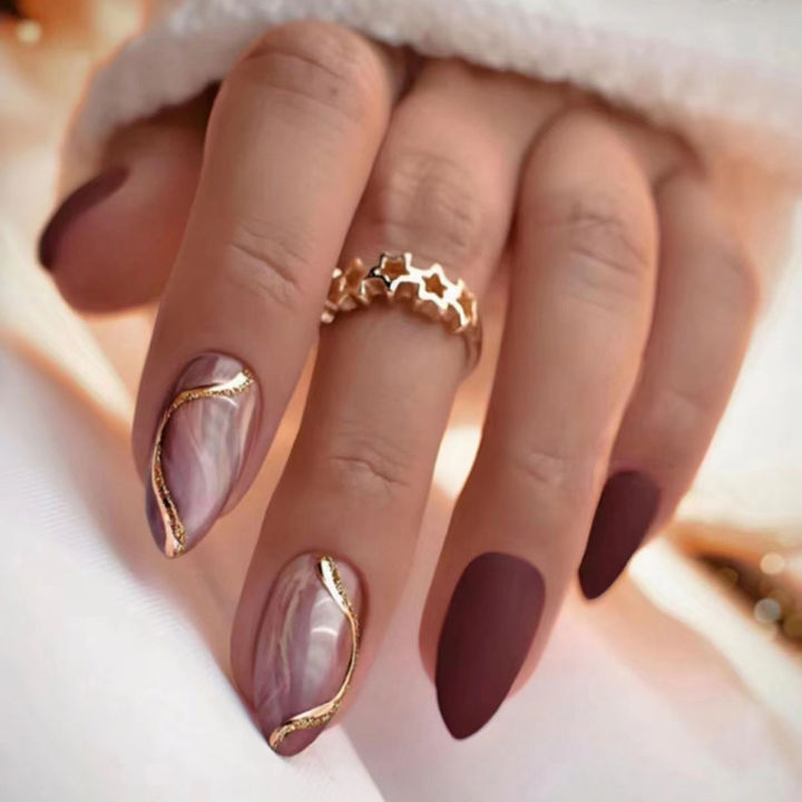 Ren%20nail%20ripple%20color%203D%20apricot%2024%20pieces%20pink%20thread%20with%20French%20tip%20design%20wearable%20nails%20artificially%20pressed%20on%20the%20nail%20tip%20art%20-%20Image%204