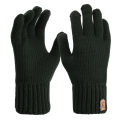 Autumn Winter Warm Fleece Lined Knitted Gloves Women Elastic Cuff Skiing Touchscreen Mittens. 